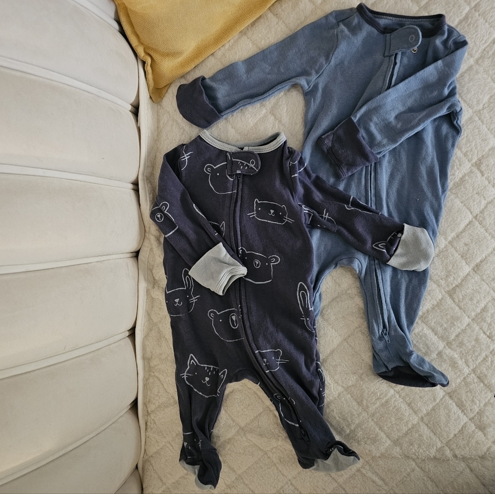 Adorable Blue and Navy Cat Print Kids One Piece